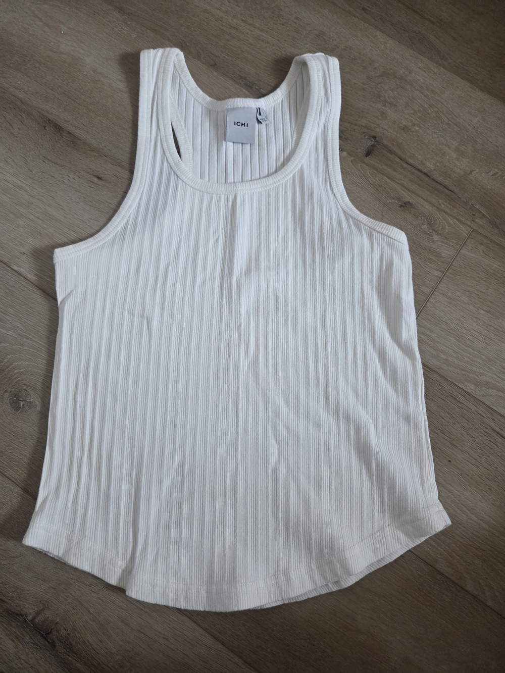 ICHI European Cream Ribbed Tank
